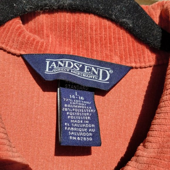Land's End Corduroy Zip Up Jacket Orange - Picture 6 of 6